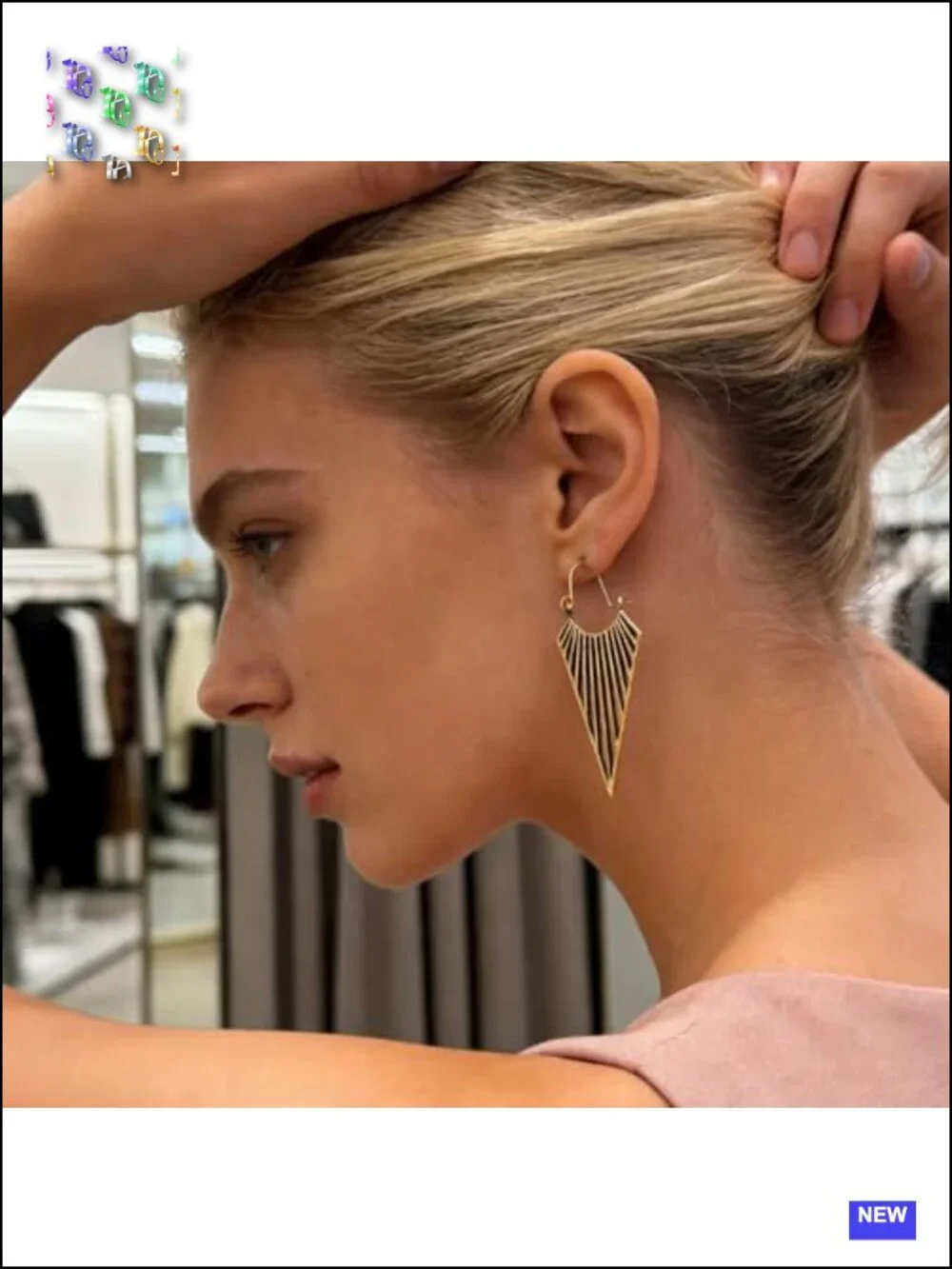 Vintage Boho Geometric Dangle Earrings - Gold Tone Statement Jewelry
